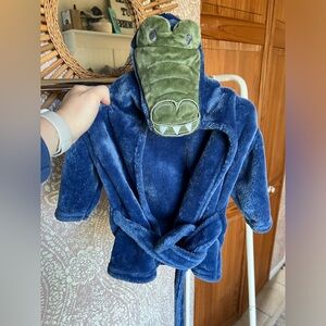 Hudson Baby Infant 0-9 Month Boy Blue Green Cute Plush Alligator Bathrobe